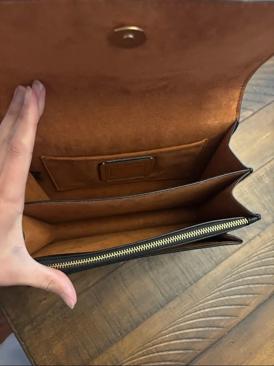 Coach SET Black Leather & Brown Signature Canvas Crossbody with Matching Wallet - Picture 12 of 16